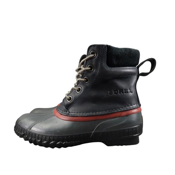 Sorel Boots Men 6 Snow Winter Cheyanne II Leather Rubber Lace Up Waterproof Grey - Picture 4 of 15